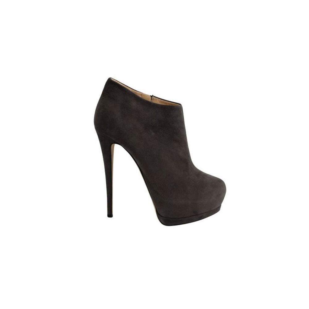 Giuseppe Zanotti Platform Heel Ankle Boots in Gray Suede